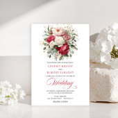 Chic Boho Red Blush Greenery Wedding Invitation 招待状
