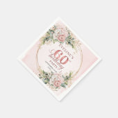 Chic Boho Rose Gold Watercolor 60 Birthday Napkins スタンダードカクテルナプキン (角)