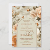 Chic Boho Rusty Ivory Sage Floral Wedding Invites 招待状 (正面)