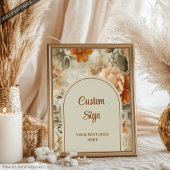 Chic Boho Terra Cotta Beige Olive Floral Custom  ポスター