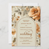 Chic Boho Terra Cotta Ivory Sage Floral Wedding  招待状 (正面)