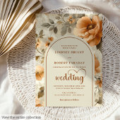 Chic Boho Terra Cotta Ivory Sage Floral Wedding  招待状