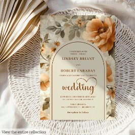 Chic Boho Terra Cotta Ivory Sage Floral Wedding  招待状