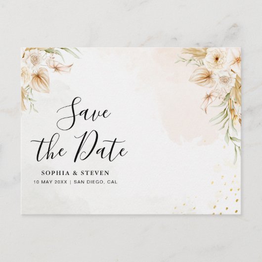 Chic Boho Wedding with Beige and Yellow Blooms ポストカード (正面)