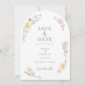 Chic Boho Wildflowers Wedding Save the Date 招待状 (正面)