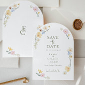  Chic Boho Wildflowers Wedding Save the Date 招待状