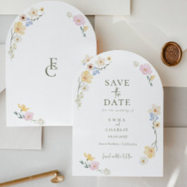  Chic Boho Wildflowers Wedding Save the Date 招待状