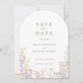 Chic Boho wildflowers Wedding Save the Date 招待状 (正面)