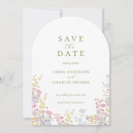 Chic Boho wildflowers Wedding Save the Date 招待状