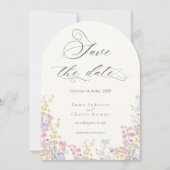 Chic Boho wildflowers Wedding Save the Date 招待状 (正面)