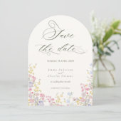 Chic Boho wildflowers Wedding Save the Date 招待状 (スタンド正面)