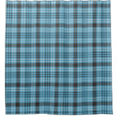 Chic Bold Manly Plaid Shower Curtain Blue Grey シャワーカーテン (正面)