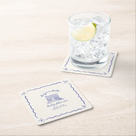 Chic Bonjour bebe baby shower スクエアペーパーコースター