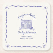 Chic Bonjour bebe baby shower スクエアペーパーコースター (正面)