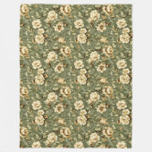 Chic Botanical Blanket Sage Green and Gold Style フリースブランケット (正面)