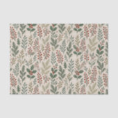 Chic Botanical Holly Berry Floral Pattern 薄葉紙 (正面)