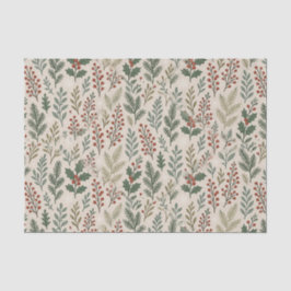 Chic Botanical Holly Berry Floral Pattern 薄葉紙