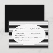 Chic Bow Minimalist Stripe Black White 出欠カード (正面/裏面)