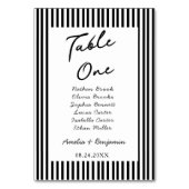 Chic Bow Minimalist Stripe Black White wedding テーブルナンバー (裏面)