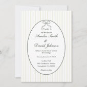 Chic Bow Minimalist Stripe Green Wedding  招待状 (正面)