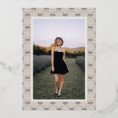 Chic Bow Modern Typography Photo Graduation Gold 箔招待状 (裏面)