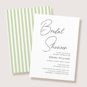 Chic Bridal Shower Modern Script Green Stripes 招待状