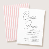 Chic Bridal Shower Modern Script Pink Stripes 招待状