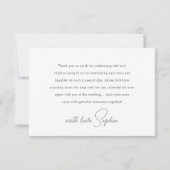 Chic Bridal Shower Modern Script Teal Stripes サンキューカード (裏面)