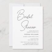 Chic Bridal Shower Modern Script Teal Stripes 招待状 (正面)