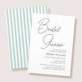 Chic Bridal Shower Modern Script Teal Stripes 招待状