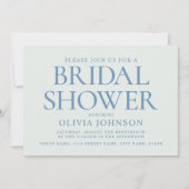 Chic Bridal Shower Photo Typography Pale Blue 招待状 (正面)