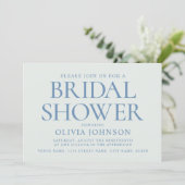 Chic Bridal Shower Photo Typography Pale Blue 招待状 (スタンド正面)
