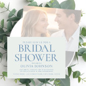 Chic Bridal Shower Photo Typography Pale Blue 招待状
