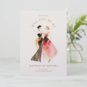 Chic Bridesmaid Proposal Card Two Ladies Toast (スタンド正面)