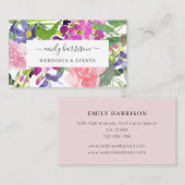 Chic Bright Watercolorフローラ赤面名刺 名刺 (正面/裏面)