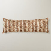Chic Brown Cream Faux Woven Stripes ボディピロー (正面)