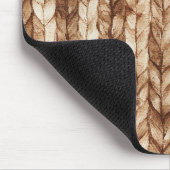 Chic Brown Cream Faux Woven Stripes マウスパッド (コーナー)