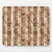 Chic Brown Cream Faux Woven Stripes マウスパッド (正面)
