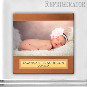 Chic Brown Rose Gold Baby Photo Magnet マグネット