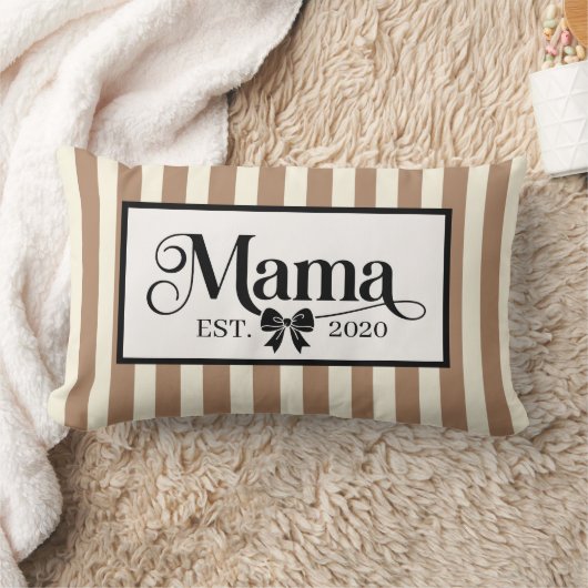 Chic Brown Striped Custom Mama Keepsake ランバークッション (ブランケット)