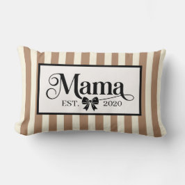 Chic Brown Striped Custom Mama Keepsake ランバークッション