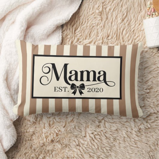 Chic Brown Striped Custom Mama Keepsake ランバークッション (ブランケット)