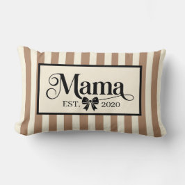 Chic Brown Striped Custom Mama Keepsake ランバークッション