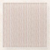 Chic Brown White Stripes ガラスコースター (正面)