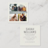 Chic Brush Script Instagramモダンフォトグリッド スクエア名刺 (正面/裏面)