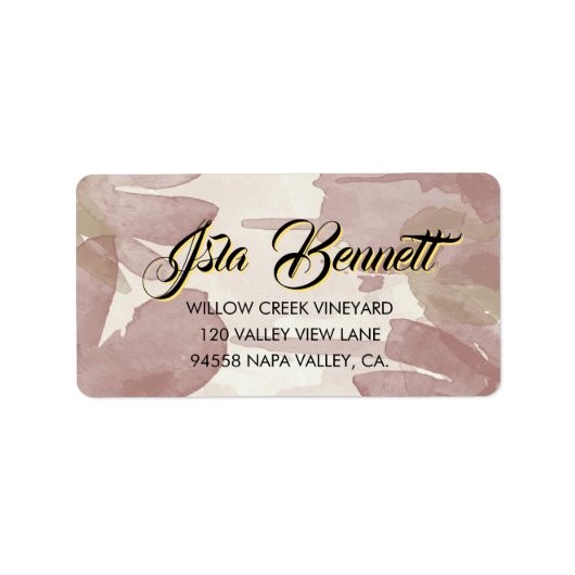 Chic Brush Stroke | Faux Rose Gold on White Label ラベル (正面)