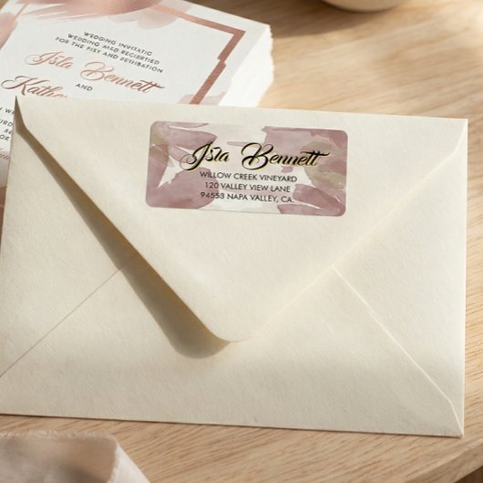 Chic Brush Stroke | Faux Rose Gold on White Label ラベル