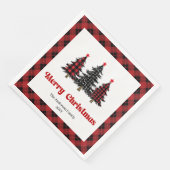 Chic Buffalo Plaid Tree Christmas Napkins (コーナー)