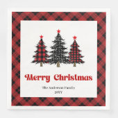 Chic Buffalo Plaid Tree Christmas Napkins (正面)