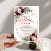 Chic Burgundy and Gold Boho Baby Shower Invite 招待状
